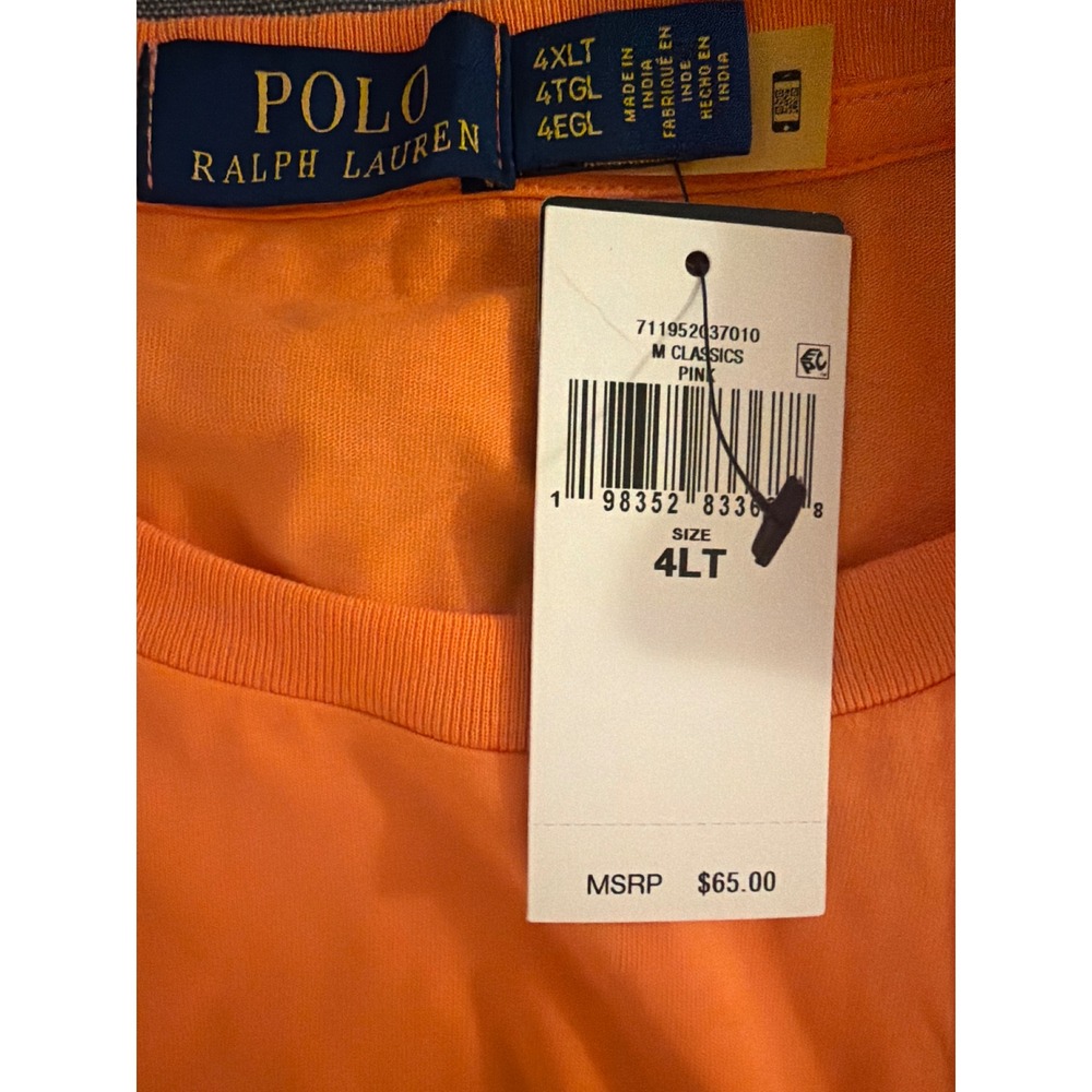 Polo Ralph Lauren Mens 4XLT Orange Graphic Logo T-Shirt Big & Tall NWT - Picture 2 of 9